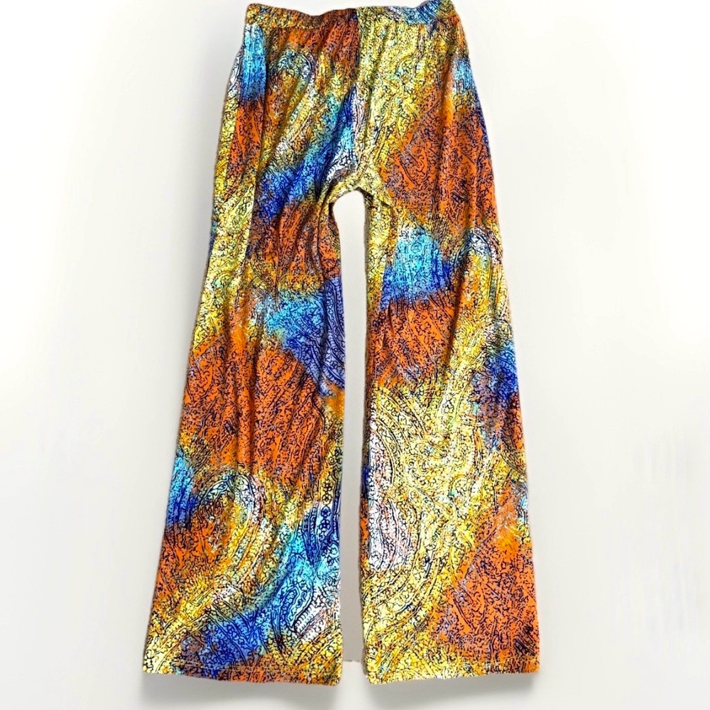 Women’s Palazzo Wide Leg Pants size M Medium Pull on Hippie Boho Colorful Print